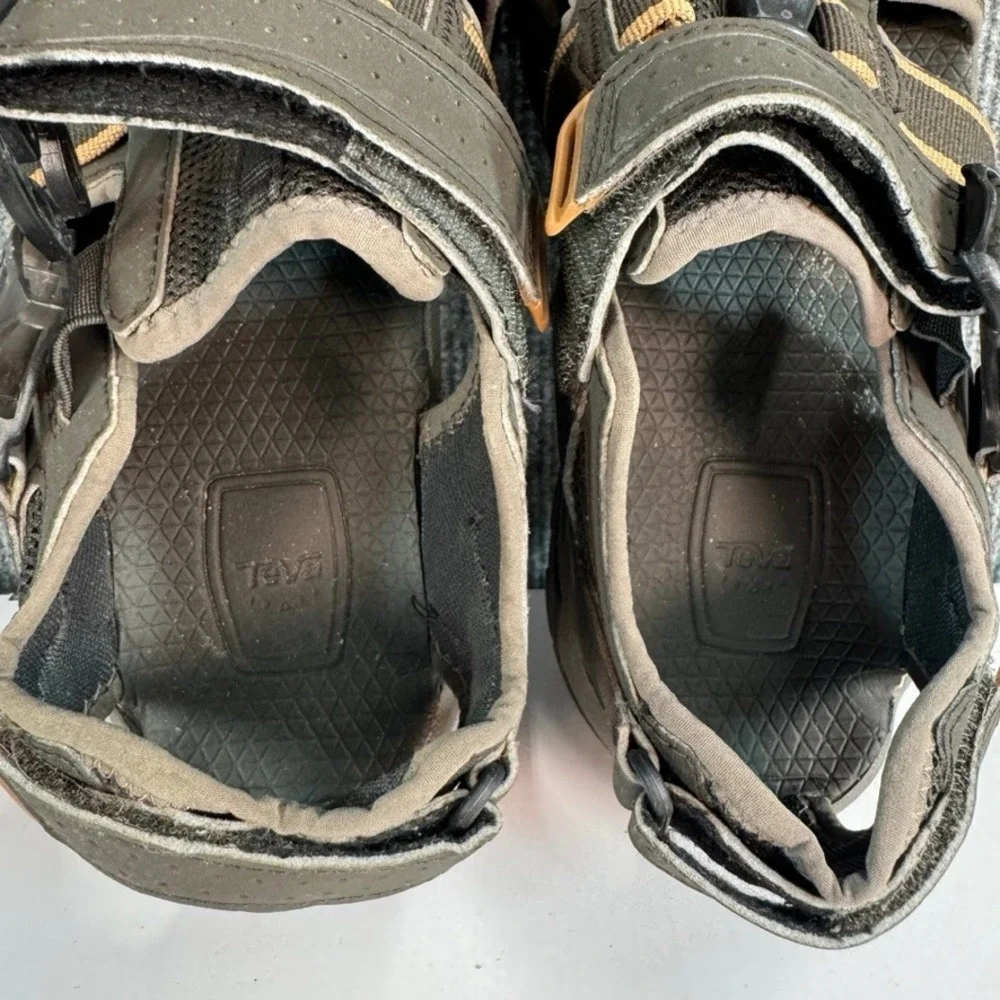 Teva Tanza Mens Closed Toe Hiking Sandals Olive Green Tan Water Shoes Size 8.5